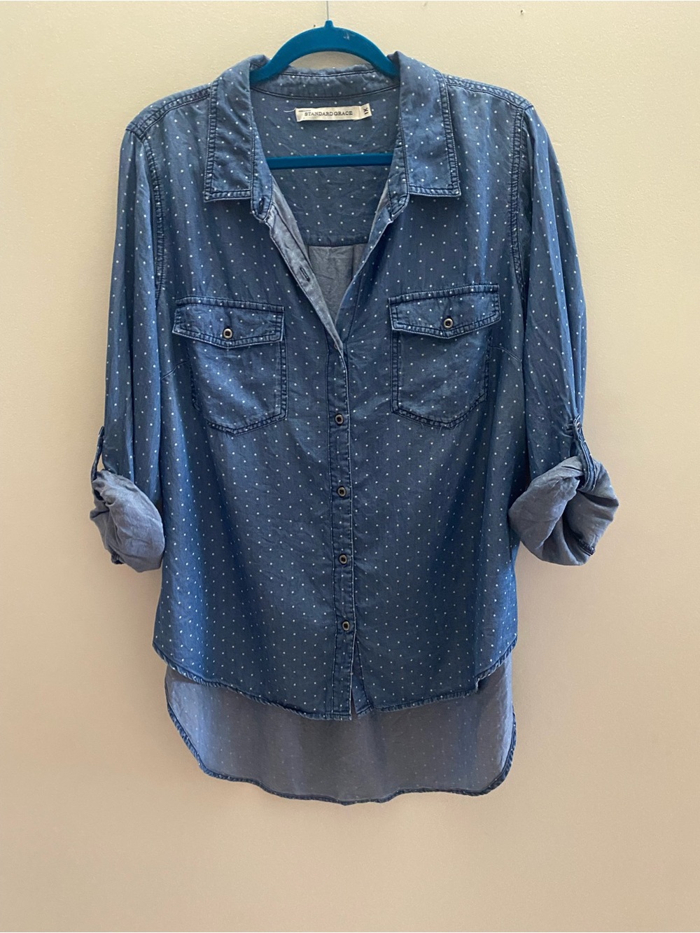 Standard Grace chambray denim mini DOR buttondown